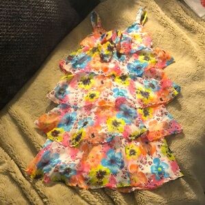 🎉4 for $20 Forever Me Hawaiian Print Ruffled Tier Dress, size 8